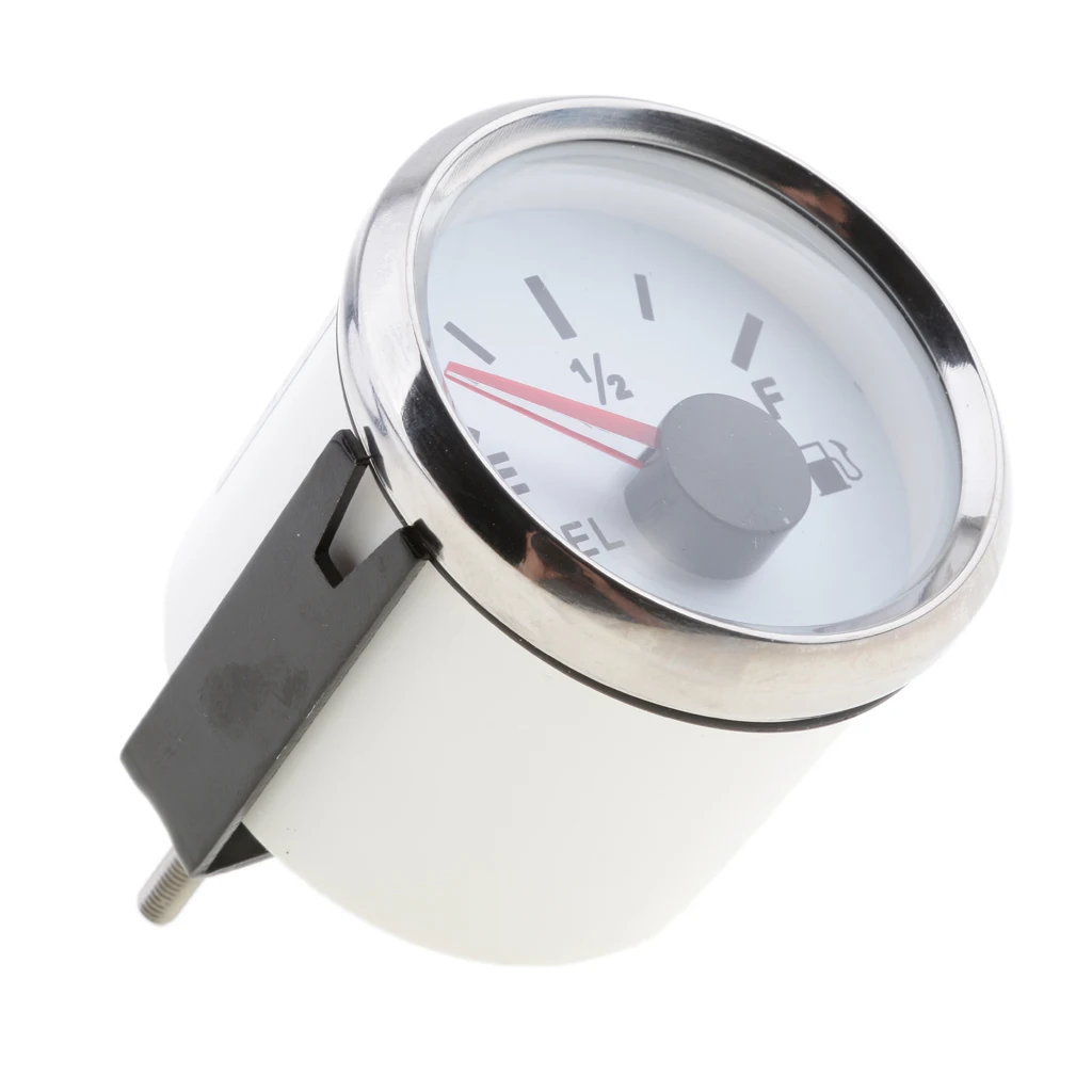 1 Set 2 inch 12V Car Fuel Level Gauge Car Meter with Fuel Float Sensor E-1/2-F Pointer Fuel Tank White  Rim Automotive Gauges