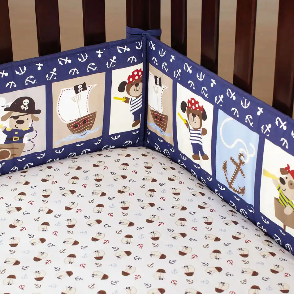 Ups Free 7 Pcs Cartoon Baby Bedding Set Pirate Baby Cradle Crib