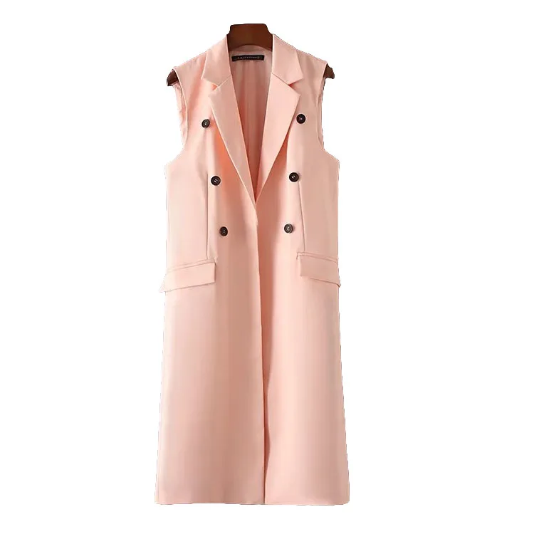 New 2017 Spring Long Style Solid Double Breasted Women's