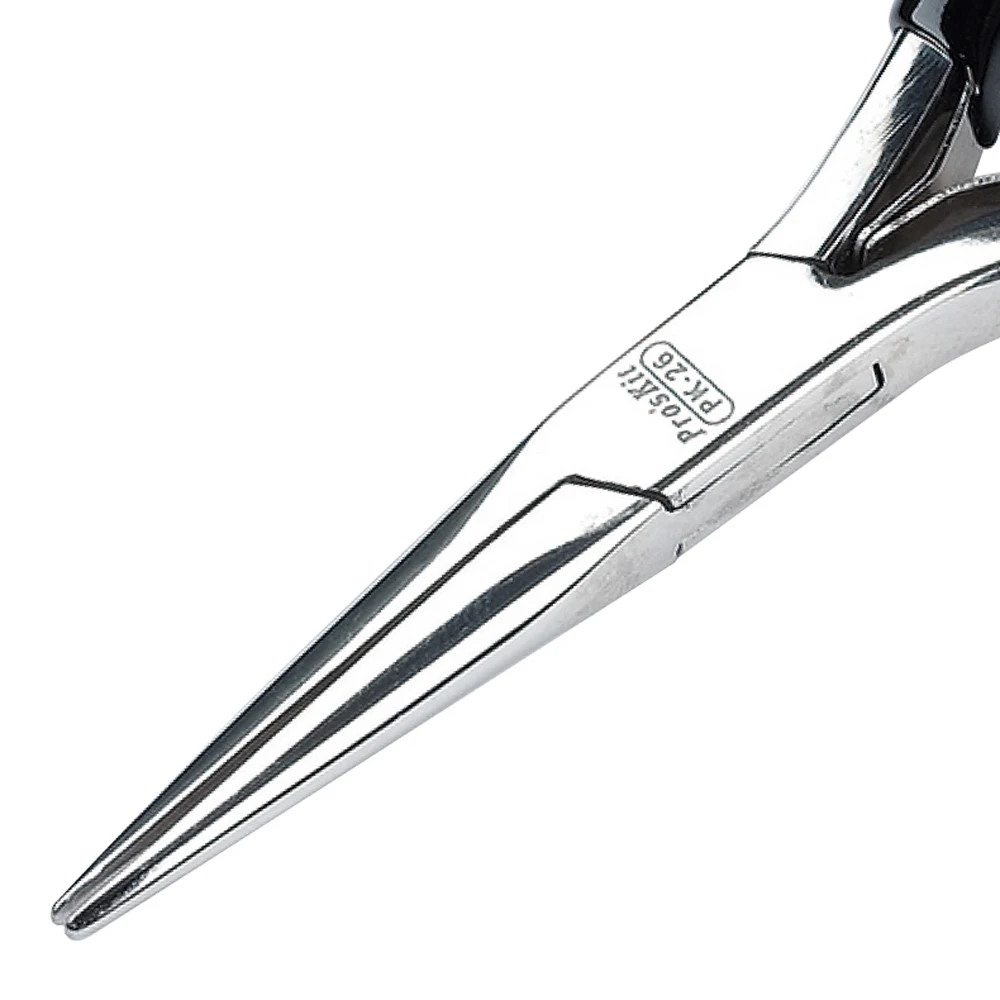 1PK-26 Pro'sKit Stainless Steel Mirror Steel Without Teeth Long Nose Pliers Cable Cutter Precision Antiskid Needle Nose Pliers