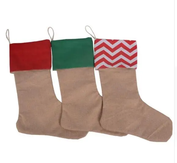 

Christmas Stockings cotton canvas wave stripe Sack Sock Santa Claus Candy Gift Bag Filler Xmas Hanging Decoration 30*45cm 3color