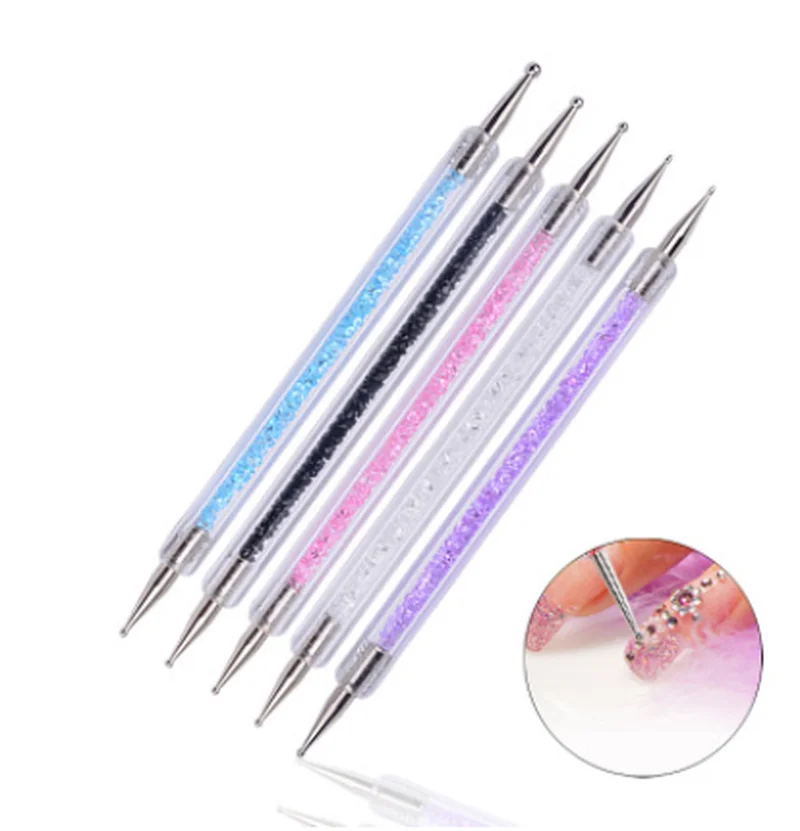 

5 Size Nail Art Dotting Pen Acrylic Rhinestone Crystal 2 Way UV Gel Painting Manicure Tool Drawing Liner Flower Brush Decoration