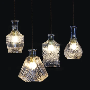 

Modern Minimalist Gorgeous Vintage Wine Bottle Pendant Lights Cafe-Room/Bar Decoration Single Pendant Creative Cut Glass Lamps