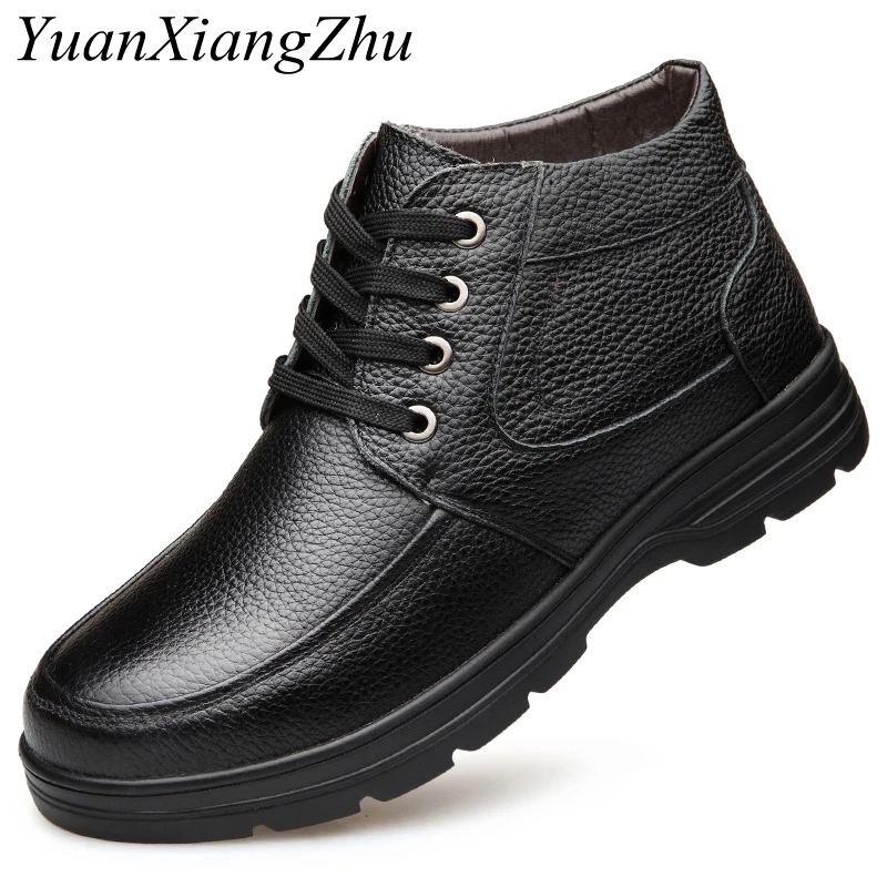 

Fashion Warm Winter Men Boots Genuine Leather Boots Men Winter Shoes Man Plush Inside Work Boots For Men Shoes Zapatos Hombre