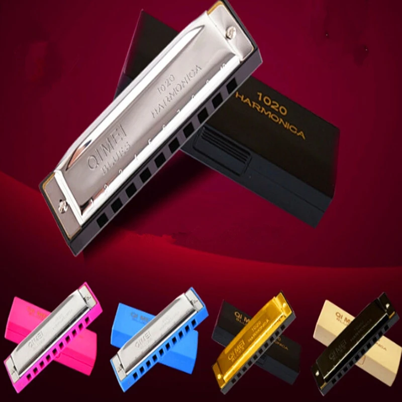 10 Holes Harmonica colorful C key Harmonica red Diatonica Mouth Ogan