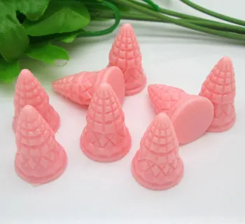 

20Pcs Resin Pink Cone-shaped cookies Decoration Crafts Flatback Cabochon Scrapbooking Fit Hair Clips Embellishments Beads Diy