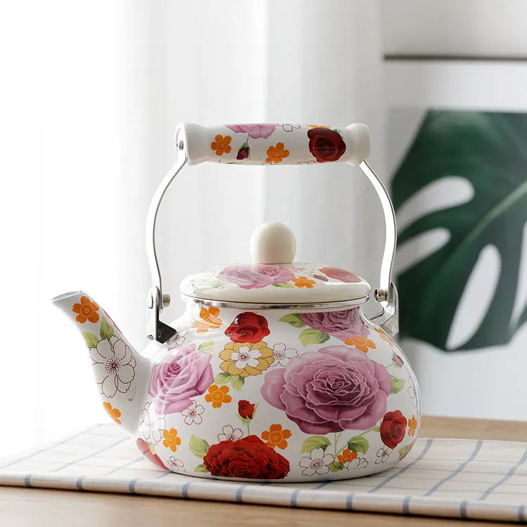 

Thickened 2.4L enamel enamel kettle teapot flat bottom cool kettle Chinese medicine kettle non-ceramic milk teapot