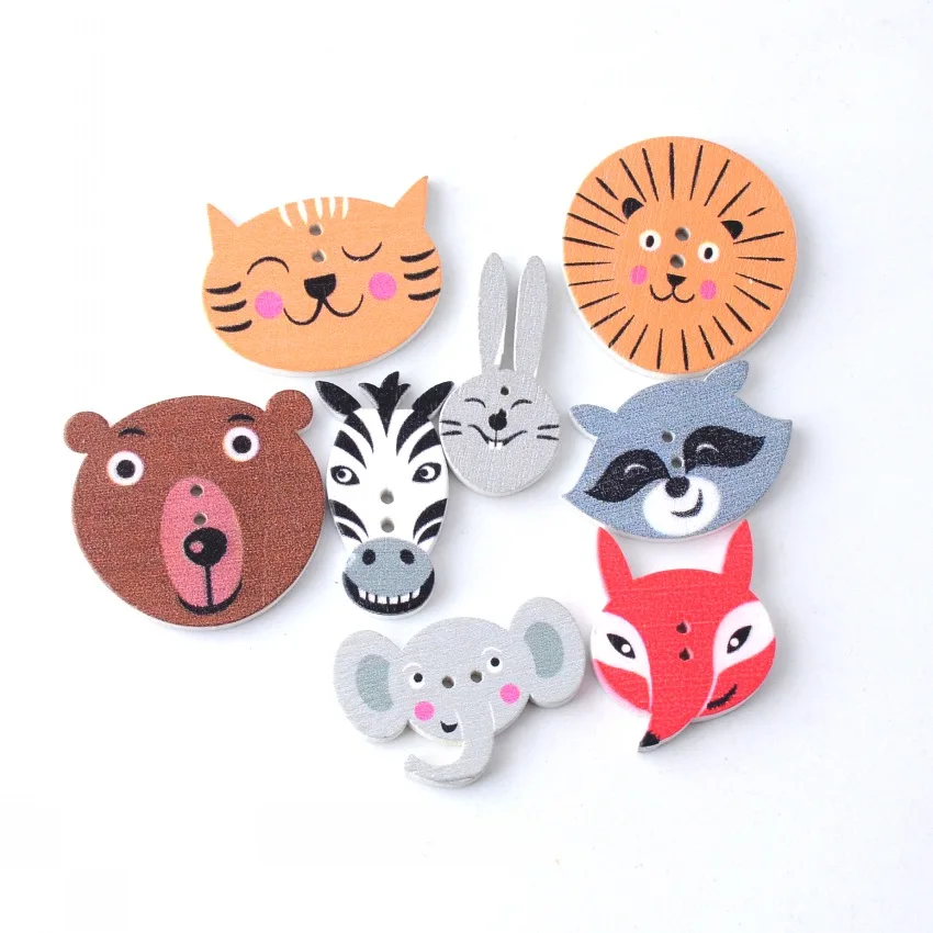 

Free shipping -Retail DIY 20Pcs Random Mixed Lovely Animal Pattern Wood Sewing Baby Buttons Scrapbooking F0009
