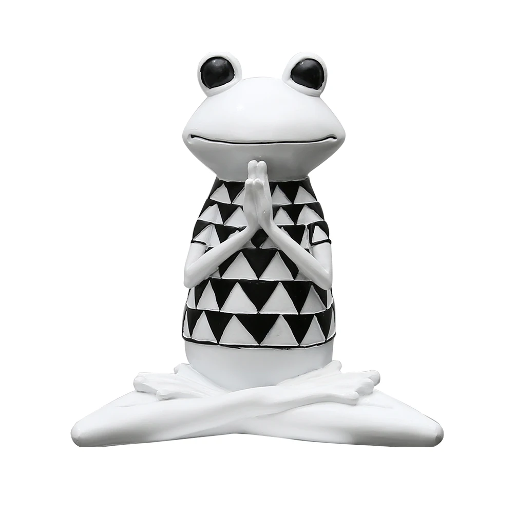 Resin Yoga Frog Figurine Namaste Style Sculpture Model Ornament Home Decoration Statue A | Дом и сад