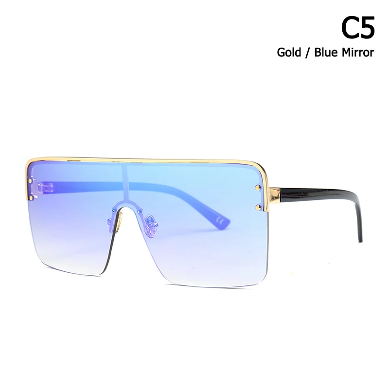 JackJad модная классная квадратная панель стильные мужские солнцезащитные очки с заклепками женские брендовые дизайнерские полуоправы солнцезащитные очки Oculos De Sol 22083 - Цвет линз: C5