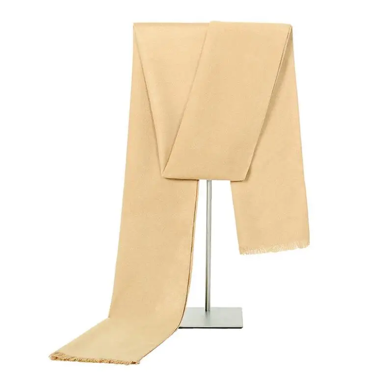Классический зимний модный унисекс хлопковый теплый Одноцветный шарф, длинный мужской платок, шарф-кольцо, воротник, шейный платок, высокое качество, HY121 - Цвет: Beige
