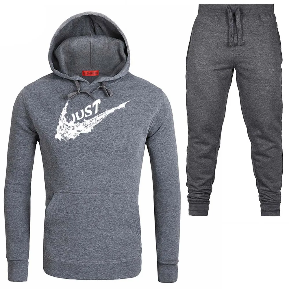 

New Brand Tracksuit Hoodies Men Sportswear Two Piece Sets JUST Hoodies+Pants Sporting Suit Male/Female Cotton Fleece Thick suit