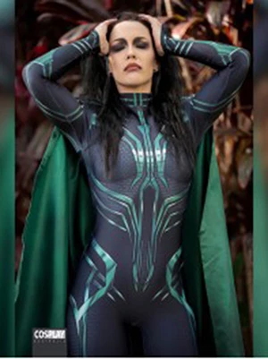3D Print Hela Cosplay Costume Women Halloween Costumes Cosplay Thor Ragnarok Hela Zentai Spanbdex Bodysuit Custom made with Cape