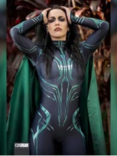 3D Print Hela Cosplay Costume Women Halloween Costumes Cosplay Thor Ragnarok Hela Zentai Spanbdex Bodysuit Custom made with Cape