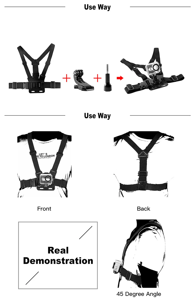 gopro sjcam xiaomi yi action camera accessories chest strap mont8