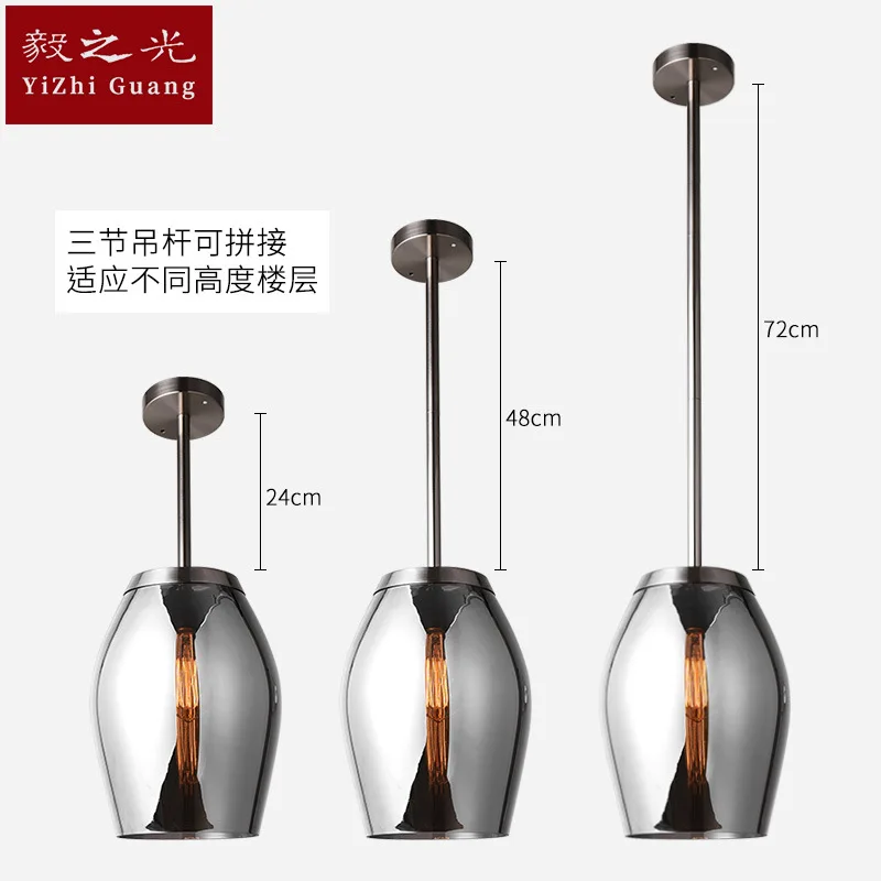 

American country led chandelier iron personality single head glass chandelier bar living room restaurant Lamps lighting