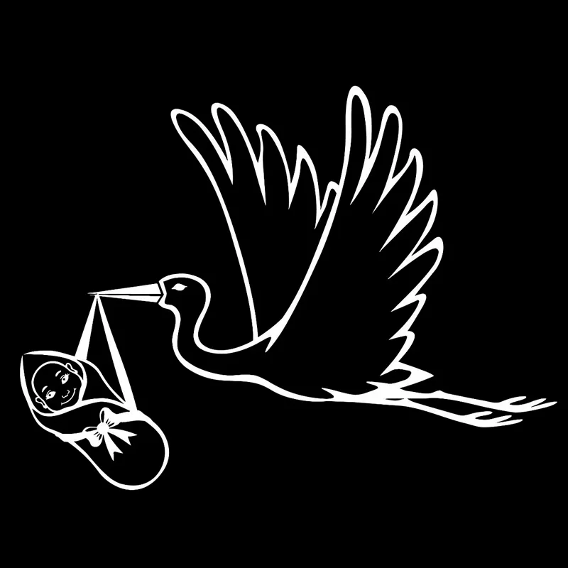 

17.1cm*12.9cm Stork Baby Birth Fashion Car Sticker Vinyl Decal Black/white wall sticker