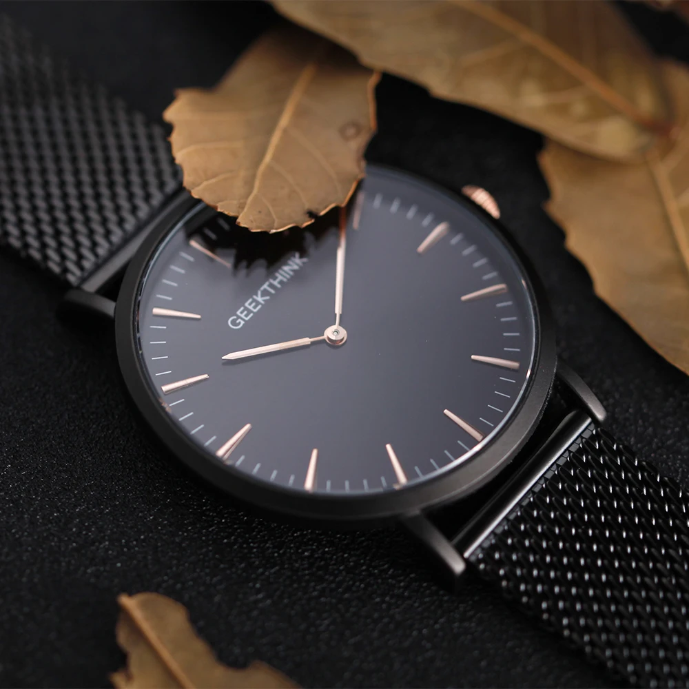 Baratos Top Marca de Lujo de Cuarzo Reloj de los hombres Casual Negro Japón Cara De Palo de acero inoxidable reloj de cuarzo ultra delgado reloj masculino Relogio Nuevo