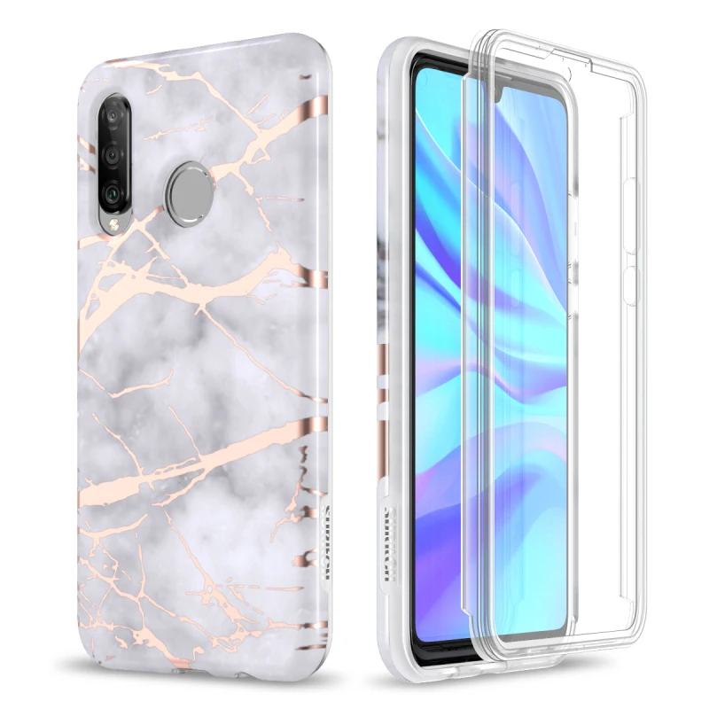 Мягкий чехол GrandEver для huawei P30 lite 360 противоударный бампер со встроенной защитной