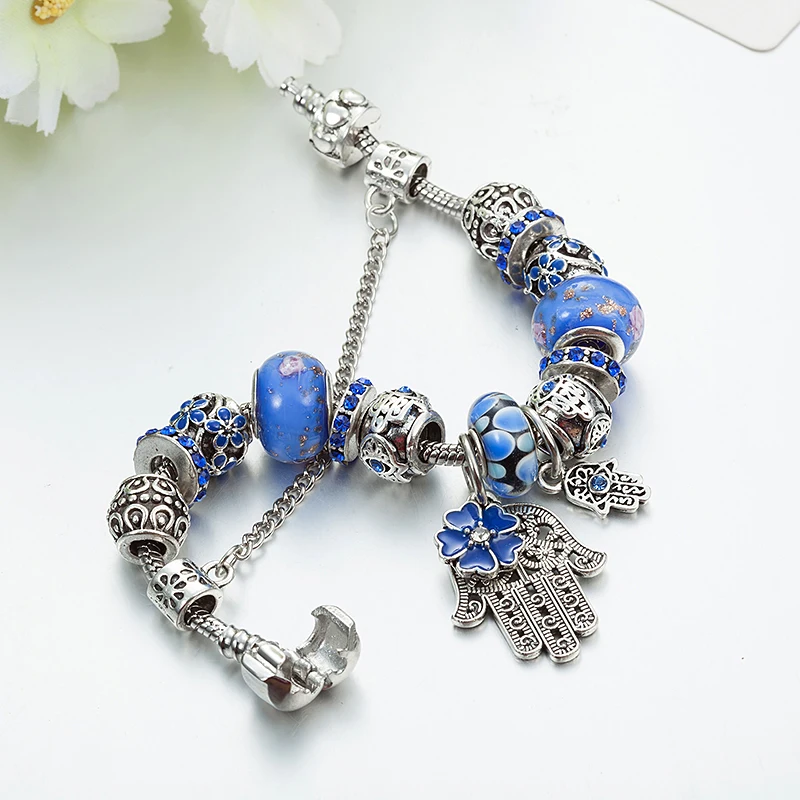 ANNAPAER Molto Bello Blue подвеска-Хамса браслет для женщин колье bracciali Donna Роскошные хрустальные бусины с сглаза браслет B16151