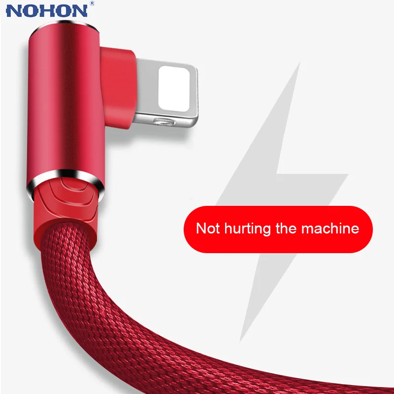1M 2M 3M 90 Grado de cargador de datos USB rápido Cable para iPhone X XR XS MAX 5 5S SE 6 S 6 S 7 8 Plus iPad teléfono origen carga de cable largo