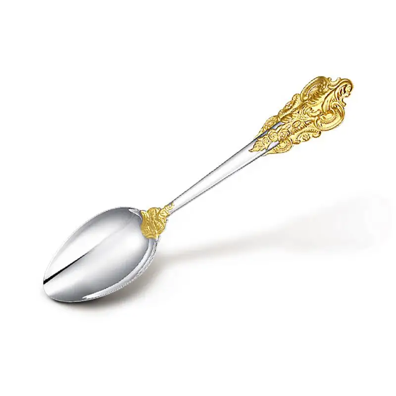 S999 sterling silver handmade coffee spoon dessert, ice cream, teaspoon picnic kitchen accessories - Цвет: Ag s999 weight 32g
