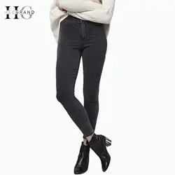 HEE GRAND/новые осенние модные женские джинсы карандаш, серые, черные, средняя талия, длина по щиколотку, брюки на молнии зауженный узкие