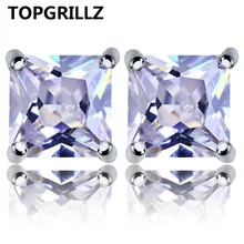 TOPGRILLZ золото/серебро цвет покрытием Iced Out Micro Pave 6 Серебрянное ожерелье с подвеской лаборатория D серьги с закручивающаяся задняя часть хип хоп ювелирные изделия