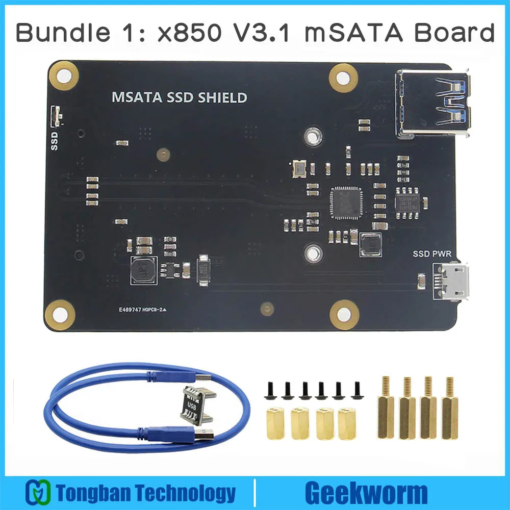 Raspberry Pi 3 Model B+(плюс)/3B mSATA SSD Плата расширения X850 V3.1 USB 3,0 плата расширения Модуль для Raspberry Pi - Комплект: Комплект 1