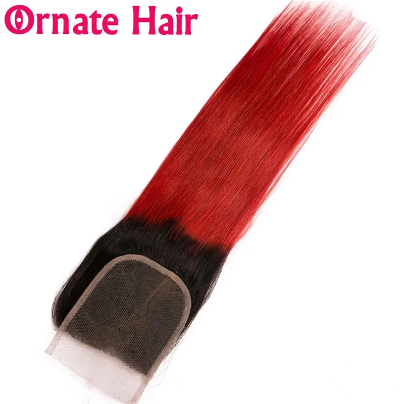 Омбре цветные человеческие волосы бразильские прямые волосы remy 4x4 закрытие два тона омбре темные корни синий зеленый красный блонд средний коэффициент