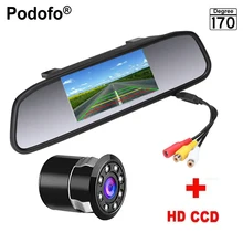 Podofo 4 3 inch Car Rearview Mirror Monitor Rear View Camera CCD Video Auto Parking Assistance