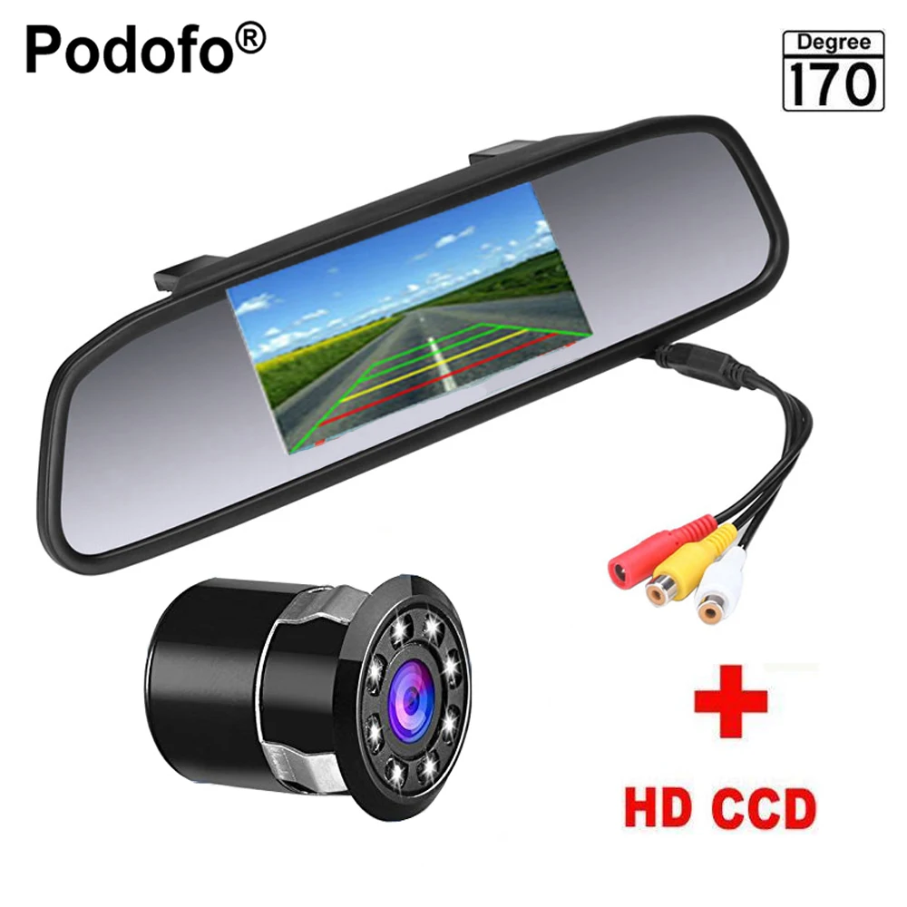 Podofo 4 3 inch Car Rearview Mirror Monitor Rear View font b Camera b font CCD