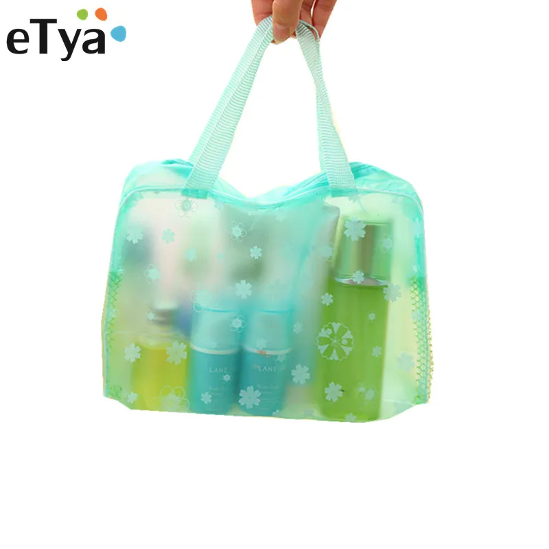 ETya زهرة المرأة التجميل حقيبة Tansparent PVC Neceser حقيبة مستحضرات تجميل حالة السفر Neceser صغيرة غسل الزينة المنظم مجموعة الحقيبة