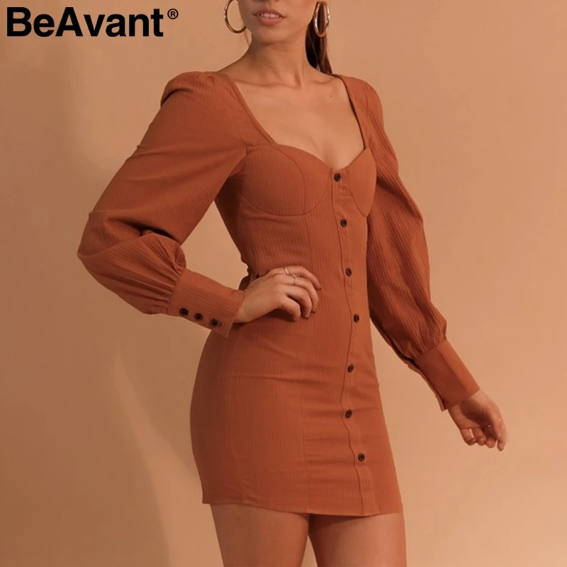 BeAvant винтажное Женское зимнее платье 2018 robe femme с длинным рукавом на пуговицах