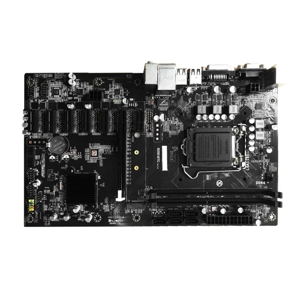 

B250 BTC 6PCI-E Desktop Computer Motherboard Professional Mainboard VGA+DVI input USB 3.0/2.0 1151 DDR4 32G 16x PCIe Slots