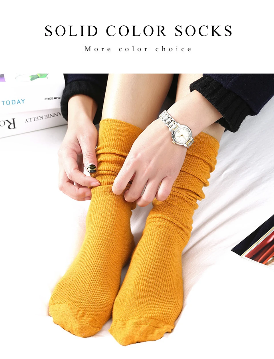 Hot Harajuku Cool Socks Art Women Fashion Cotton socks Comfortable Four Seasons Solid Simple Female Sox In Winter Autumn (1)