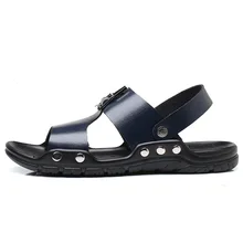 Для мужчин модные сандалии Мужские Тапочки кожаные Туфли летние пляжные сандалии Повседневное мягкие Мужская обувь Шлепанцы Zapatos Большие размеры 38–47