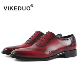 Vikeduo 2019 модные классические полуботинки для Для мужчин однотонные красные свадебные мужские из натуральной кожи офисная формальная обувь