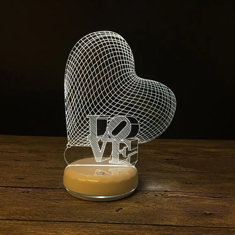 Новинка Сердце 3D ночник Luminaria LED романтическое освещение домашний декор