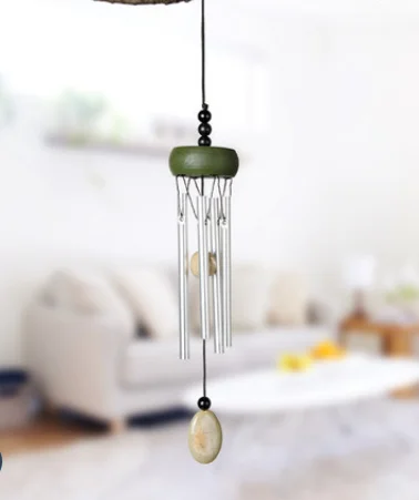 

Mini Aluminum rod Wind Chimes Creative Home Outside Hanging Ornament Bedroom Decoration Wooden Desgin 1 piece Windchimes 15
