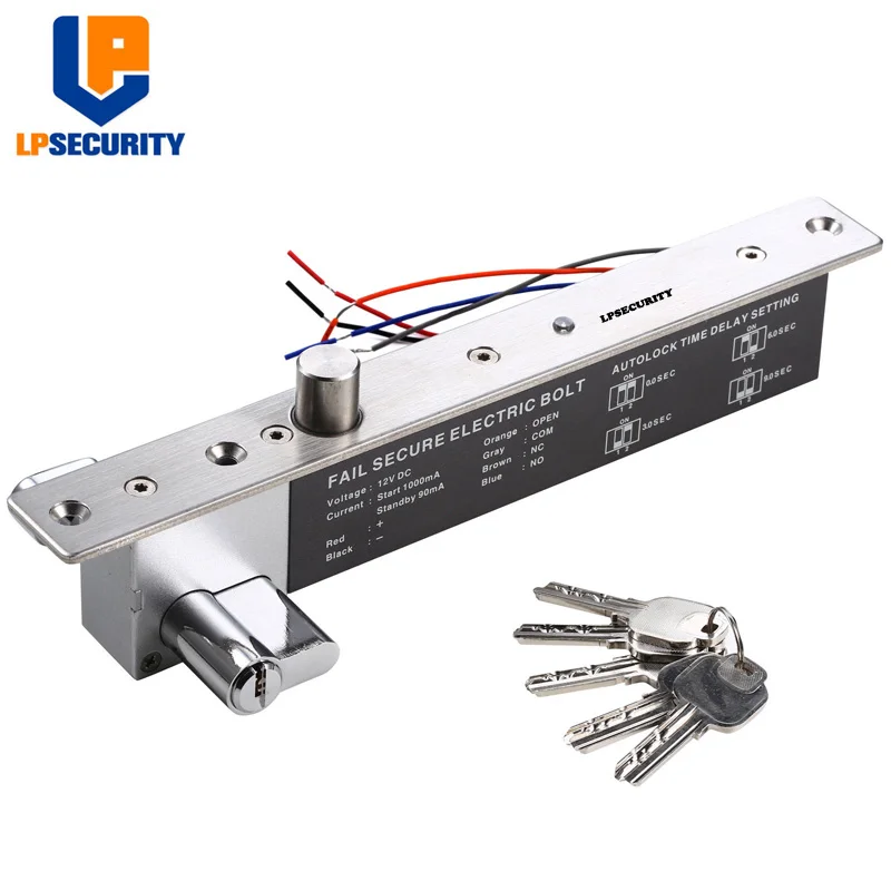 

LPSECURITY Fail Secure Electric Latch Bolt Lock W/ Cylinder for Wooden Meal Glass Door