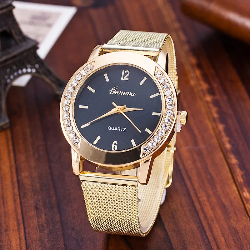

New Geneva watchesLuxury Brand Fashion Quartz Watches Women Stainless Steel Watches Clock Zegarki damskie Women's dress watches