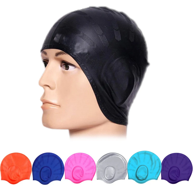 Взрослые водонепроницаемые шапочки для купания силиконовые мужчины женщины очень эластичный однотонный цвета защита ушей шапочка для бассейна YA88