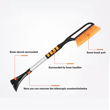 

Car Winter Snow Shovel With Extension Rod Retractable Snow Removal de-icing Tool multi-function Ice Scraper