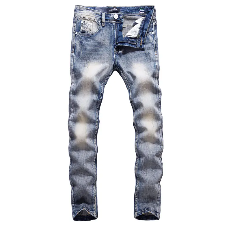 Fashion Designer Men Jeans Blue Color Cotton Denim Pants hombre Straight Fit Vintage Classical Jeans Men Simple Retro Long Jeans