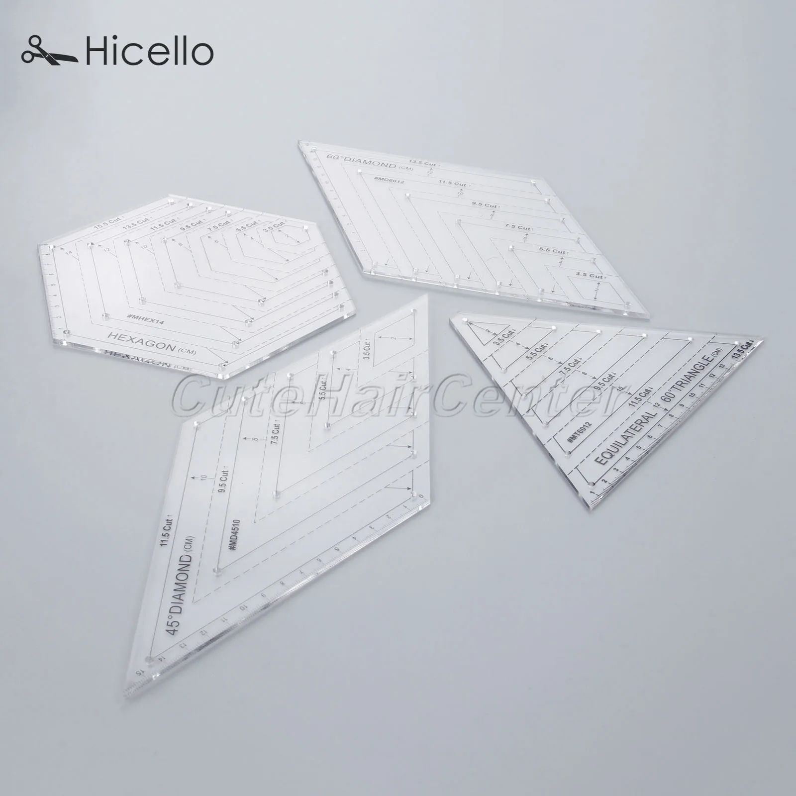 

Quilting Ruler Transparent Acrylic Sewing Patchwork Craft Scale Ruler Rhombus Hexagon Diamond Triangle Sewing Tools Hicello
