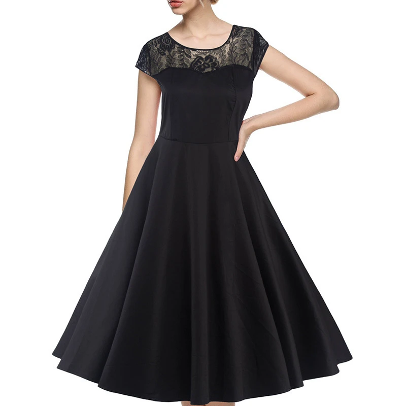 Kostlish Sexy Lace Hollow Summer Dress Women 2017 Sleeveless Slim 50s 60s Vintage Dress Elegant Backless Evening Party Dresses (6)