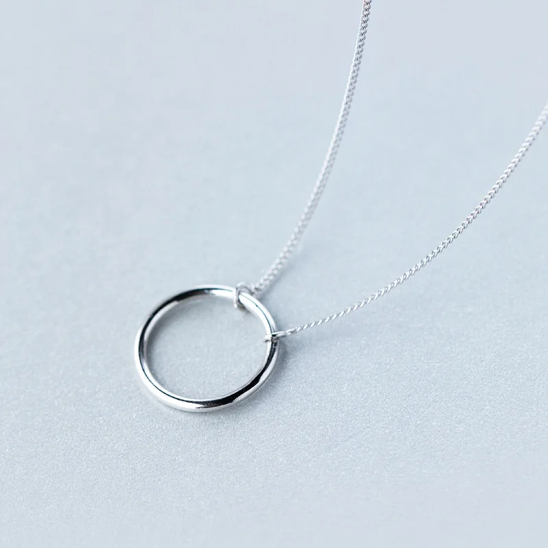 Реальный. Цепочка с подвеской из серебра 925 пробы 18 дюймов GTLX1015|circle pendant necklace|circle