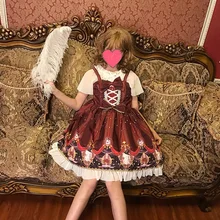 Japanese sweet lolita dress retro printing lace bowknot victorian dress kawaii girl gothic lolita jsk loli cos gothic dress the carousel sweet printed lolita casual jsk dress by alice girl