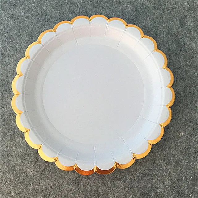 48pcs 9inch Square Foil Gold Edge Paper Plates Light Yellow Large Dessert Plate For Barbecue Buffet Wedding Birthday Party Decor Disposable Party Tableware Aliexpress